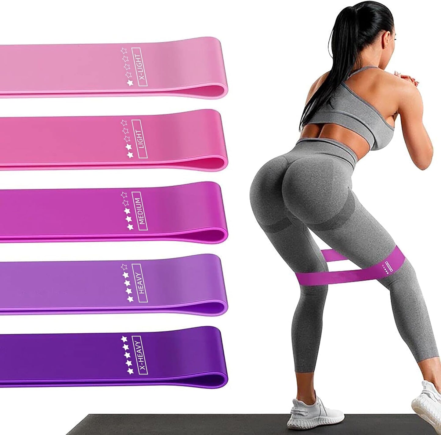 Exercise Resistance Loop Exercise Bands, , Stretching, Strength Training, Physical Therapy, Set of 5