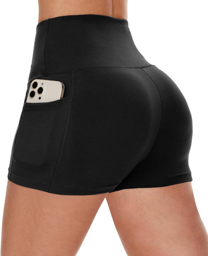 3" High Waisted Biker Shorts for Women with Pockets