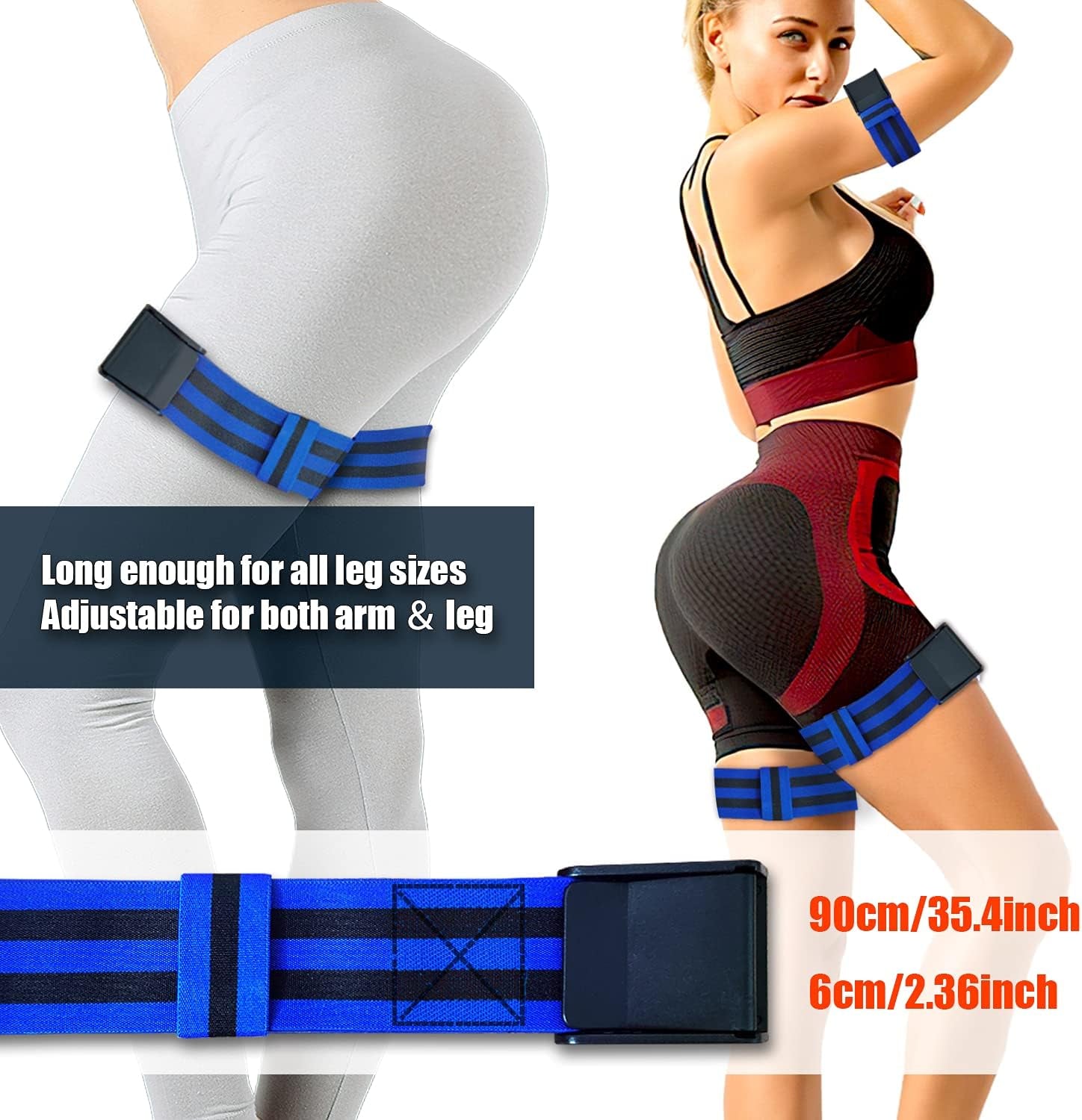 Booty Bands, Blood Flow Restriction Bands for Women/Men, Adjustable BFR Training Bands for Glutes & Hip Building, Occlusion Resistance Bands for Exercising Butt, Squat, Thigh, Arms 2 Packs